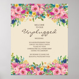 Farbenfrohe Wildblumen Rosa Blau Gelb nicht einges Poster