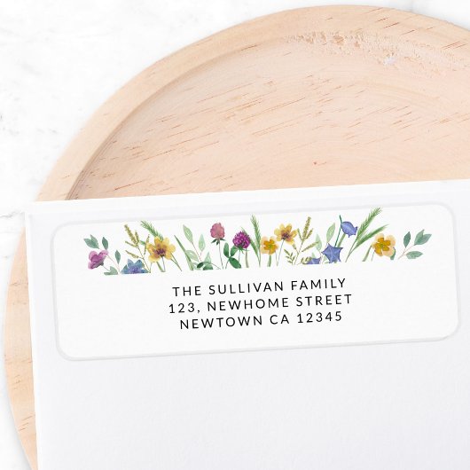 Farbenfrohe Wildblumen-Rücksendeadresse