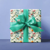 Farbenfrohe Wildblumen Schmetterlinge Muster Geschenkpapier