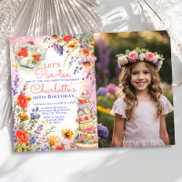 Farbenfrohe Wildblumen Tee Party Geburtstag Foto