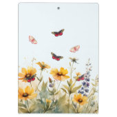 Farbenfrohe Wildblumen und Schmetterlinge Klemmbrett (Rückseite)