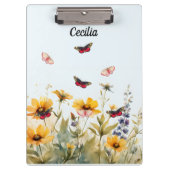 Farbenfrohe Wildblumen und Schmetterlinge Klemmbrett (Vorderseite)