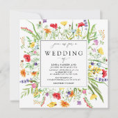 Farbenfrohe Wildblumen zum Hochzeitsempfang Einladung (Vorderseite)