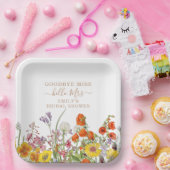 Farbenfrohe Wilde Blume Auf Wiedersehen Miss Braut Pappteller (Party)