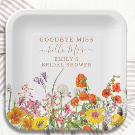 Farbenfrohe Wilde Blume Auf Wiedersehen Miss Braut Pappteller