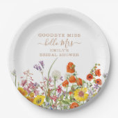 Farbenfrohe Wilde Blume Auf Wiedersehen Miss Braut Pappteller (Vorderseite)