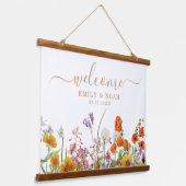 Farbenfrohe Wilde Blume Begrüßung Wandteppich Mit Holzrahmen (Gewinkelt)