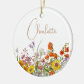 Farbenfrohe wilde Blume Botanischer Name Keramik Ornament (Links)