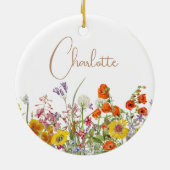 Farbenfrohe wilde Blume Botanischer Name Keramik Ornament (Hinten)