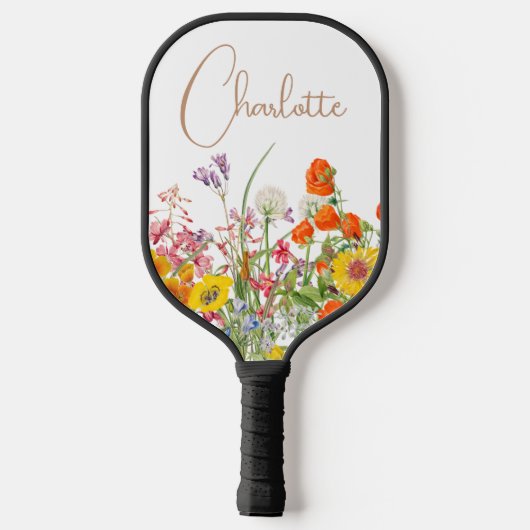 Farbenfrohe wilde Blume Botanischer Name Pickleball Schläger (Rückseite)
