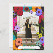 farbenfrohe wilde Blume Chic florale Foto Abschlus Einladung (Vorderseite)