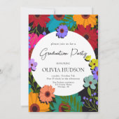 farbenfrohe wilde Blume Chic florale Foto Abschlus Einladung (Rückseite)