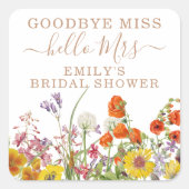 Farbenfrohe Wilde Blume Country Floral Auf Wieders Quadratischer Aufkleber (Vorderseite)