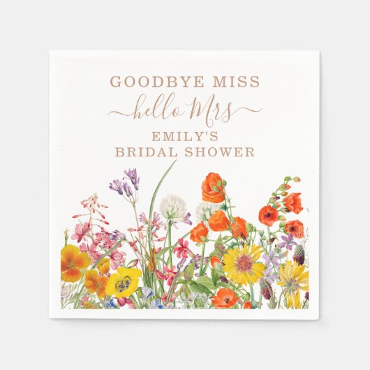 Farbenfrohe Wilde Blume Country Floral Auf Wieders Serviette (Vorderseite)