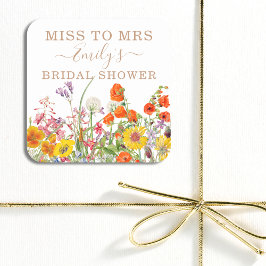 Farbenfrohe wilde Blume Country Floral Miss zu Fra Quadratischer Aufkleber