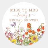 Farbenfrohe wilde Blume Country Floral Miss zu Fra Runder Aufkleber (Vorderseite)
