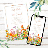 Farbenfrohe Wilde Blume Hochzeit auf dem Lande Einladung