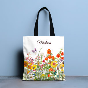 Farbenfrohe Wilde Blume Hübsch Girl Personalisiert Tasche