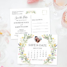 Farbenfrohe Wilde Blume Kranz Save the Date