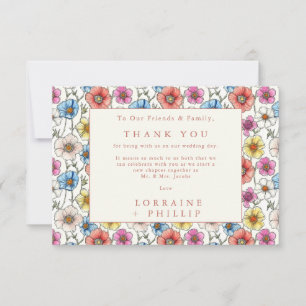 Farbenfrohe wilde Blume nahtlose Muster Hochzeit Dankeskarte