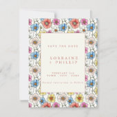 Farbenfrohe wilde Blume nahtlose Muster Hochzeit Save The Date (Vorderseite)