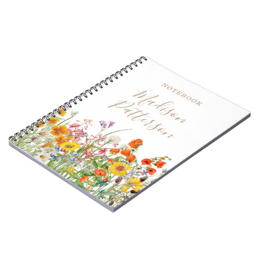 Farbenfrohe wilde Blume Personalisierter Name des Notizblock (Linke Seite)