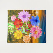 Farbenfrohe wilde Blume (Sommersonnengang) - Blume Wandteppich (Vorderseite (Horizontal))