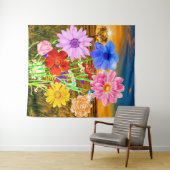 Farbenfrohe wilde Blume (Sommersonnengang) - Blume Wandteppich (Beispiel (Horizontal))