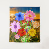 Farbenfrohe wilde Blume (Sommersonnengang) - Blume Wandteppich (Vorderseite)