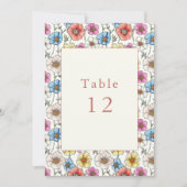 Farbenfrohe wilde Blume Tischnummer (Vorderseite)
