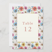 Farbenfrohe wilde Blume Tischnummer (Rückseite)