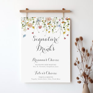 Farbenfrohe, wilde Blume Unterschrift Getränke Unt Poster