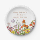 Farbenfrohe wilde Blume verpassen Frau Brautparty Pappteller (Vorderseite)