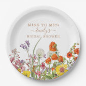 Farbenfrohe wilde Blume verpassen Frau Brautparty Pappteller (Vorderseite)