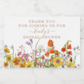 Farbenfrohe Wilde Blume Vielen Dank Brautparty Schaumweinetikett (Einzelnes Label)