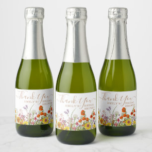 Farbenfrohe Wilde Blume Vielen Dank Brautparty Schaumweinetikett
