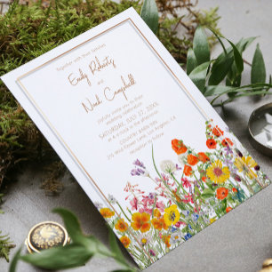 Farbenfrohe Wilde Blumen Land Blumen Hochzeit Einladung