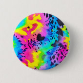 Farbenfrohe wilde Cheetah Tye Dye Muster Button (Vorderseite)
