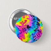 Farbenfrohe wilde Cheetah Tye Dye Muster Button (Vorne & Hinten)