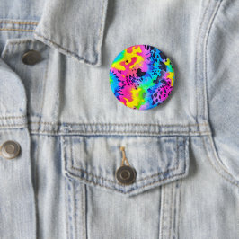Farbenfrohe wilde Cheetah Tye Dye Muster Button