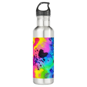 Farbenfrohe wilde Cheetah Tye Dye Muster Edelstahlflasche