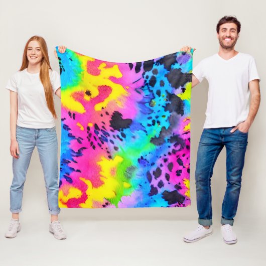 Farbenfrohe wilde Cheetah Tye Dye Muster Fleecedecke (Beispiel)