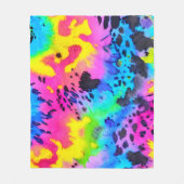 Farbenfrohe wilde Cheetah Tye Dye Muster Fleecedecke (Vorderseite)