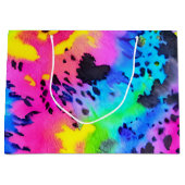 Farbenfrohe wilde Cheetah Tye Dye Muster Große Geschenktüte (Vorderseite)