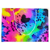 Farbenfrohe wilde Cheetah Tye Dye Muster Große Geschenktüte (Rückseite)