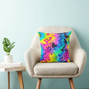 Farbenfrohe wilde Cheetah Tye Dye Muster Kissen