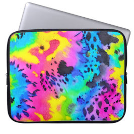 Farbenfrohe wilde Cheetah Tye Dye Muster Laptopschutzhülle