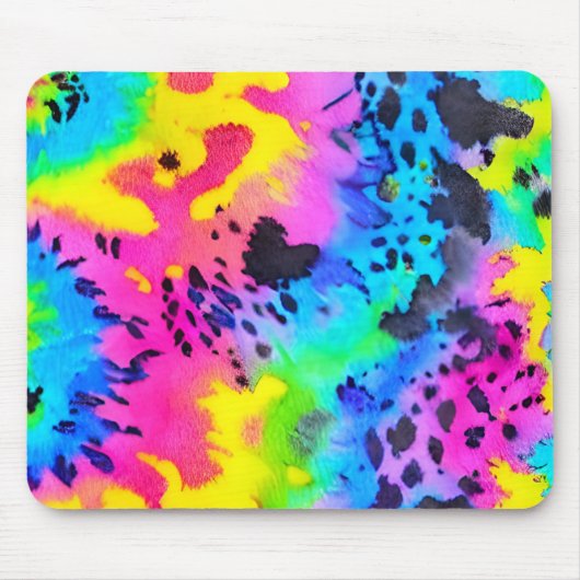 Farbenfrohe wilde Cheetah Tye Dye Muster Mousepad (Vorne)