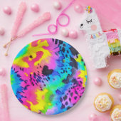 Farbenfrohe wilde Cheetah Tye Dye Muster Pappteller (Party)