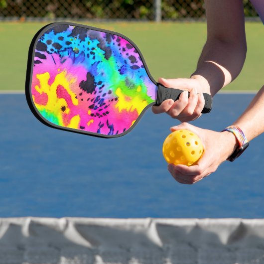 Farbenfrohe wilde Cheetah Tye Dye Muster Pickleball Schläger (InSitu)